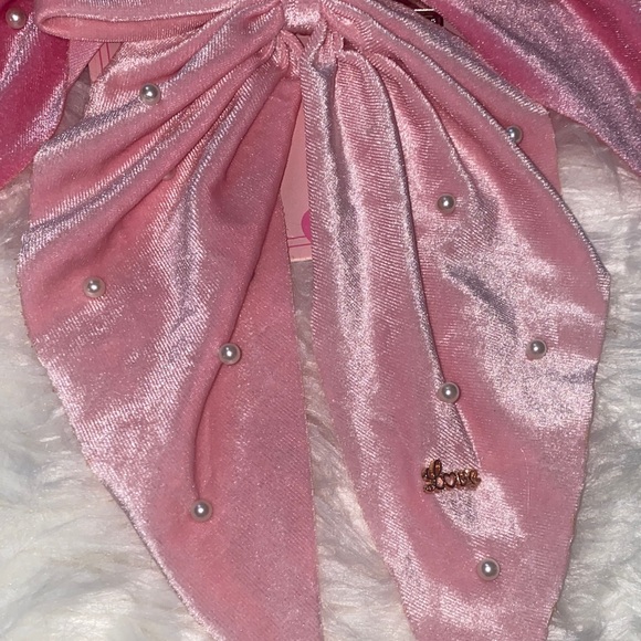 Paris Hilton Pink Velvet Hair Bow with Pearls main image 5